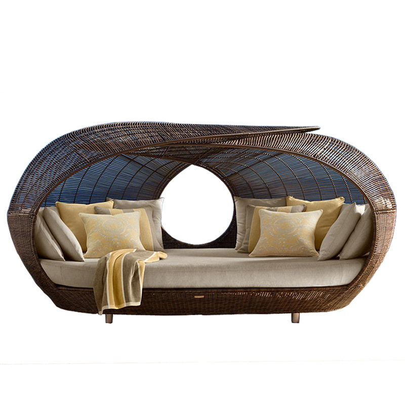 Cama de Día de Mimbre Semicirc - Outdoor Daybed Furniture reseña y precio