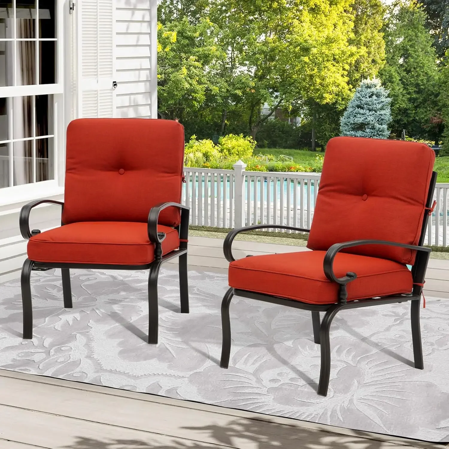 Sillas de Bistró Metálicas Roj - Outdoor Furniture Metal Chairs reseña y precio